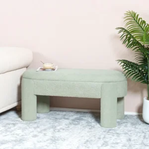 PINPLUS Boucle Storage Ottoman Bench Green 1-1