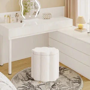 PINPLUS Flower-Shaped Storage Ottoman White (4)