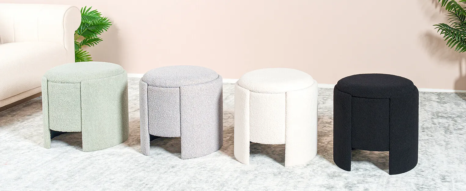 PINPLUS Sherpa Oval Storage Ottoman Bench 1