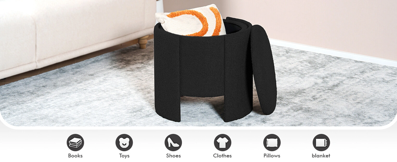 PINPLUS modern black ottoman stools 2-6 box