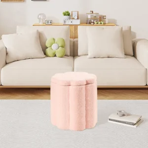 PINPLUS small storage ottoman pink flower (1)