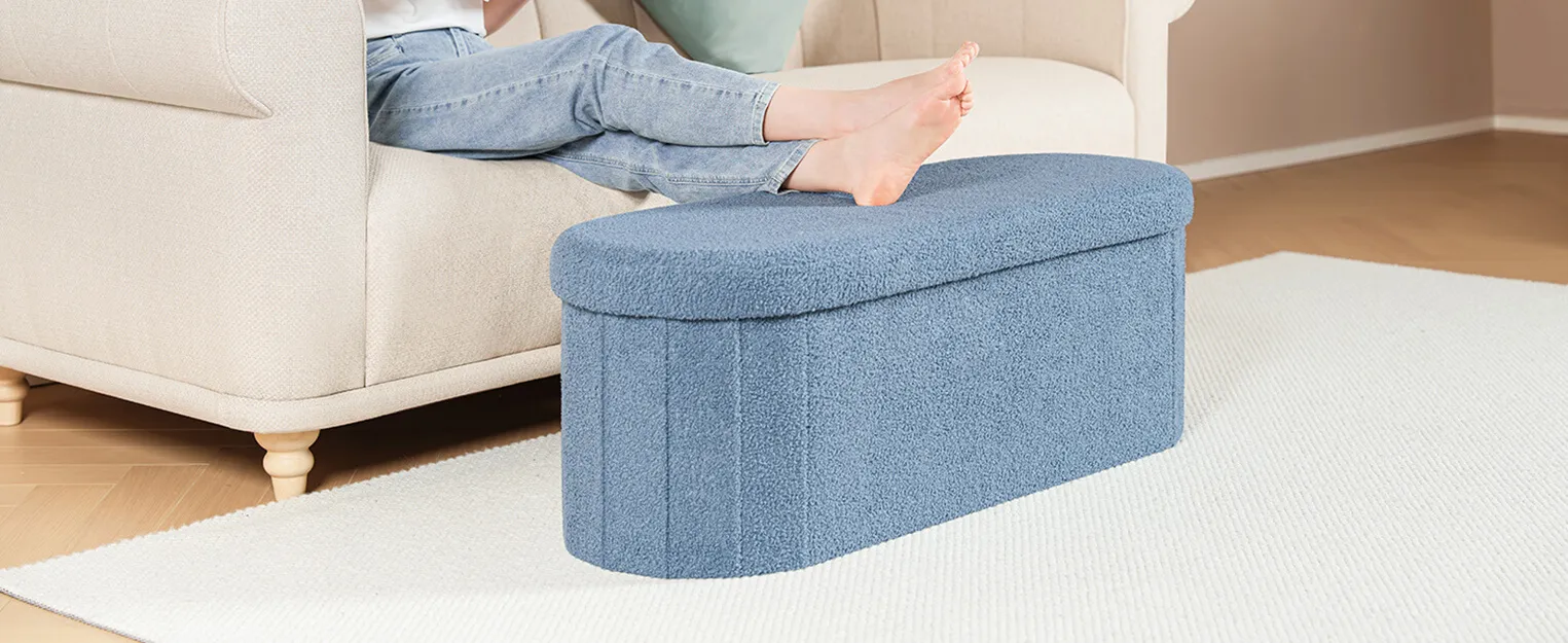 Sherpa Folding Storage Ottoman Foot Rest 2