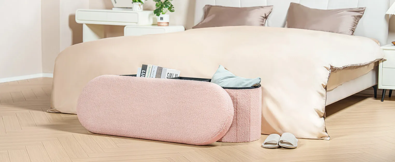 Storage ottoman bench Extra Storage Pink