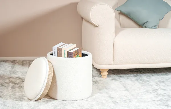 Round ottoman with storage with anyting 1-1