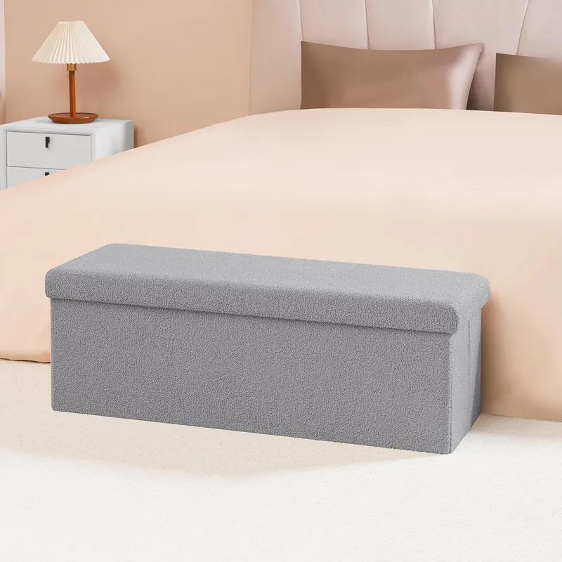 Rectangular Footstool Bench Grey 7