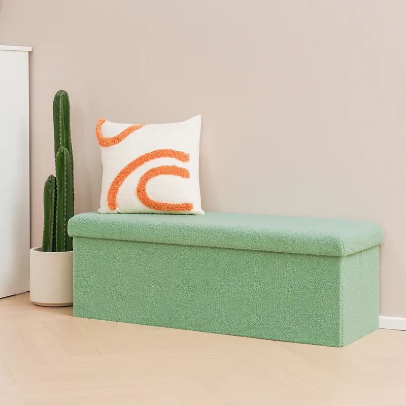 Rectangular Ottoman Bench Green 1