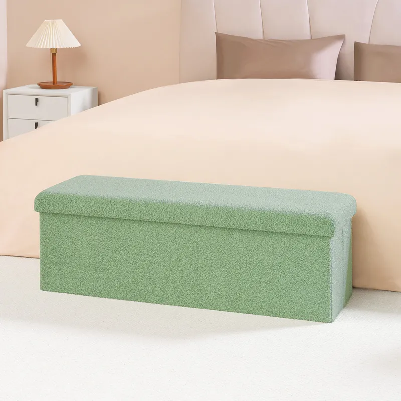 Rectangular Storage Ottoman Green 3