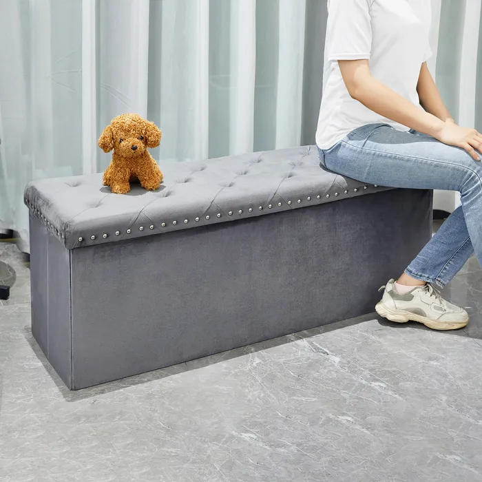 Storage Bench Foldable Tufted 2