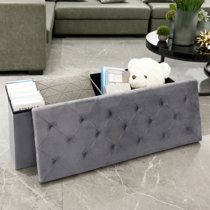 Storage Bench Foldable Tufted 3