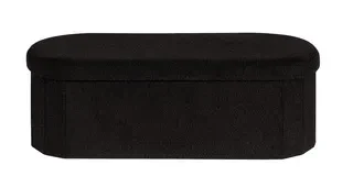 Foldable Oval Storage Ottoman Bench black