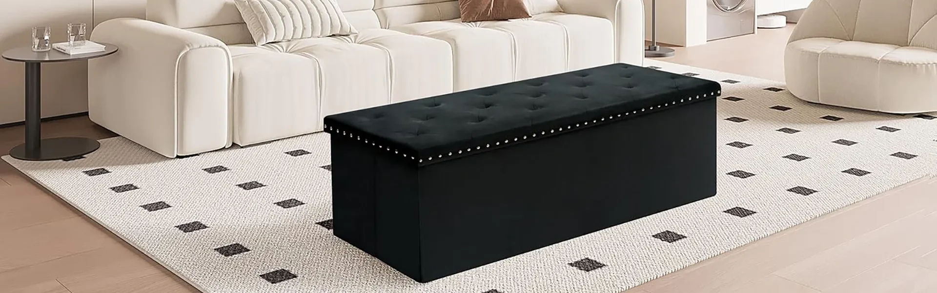 PINPLUS large ottoman coffee table 43 Inches Black (2)