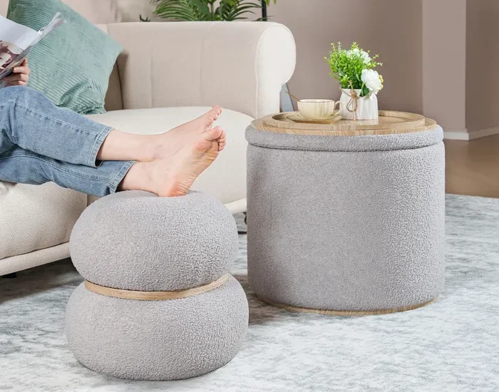 PINPLUS ottoman in grey for coffee table