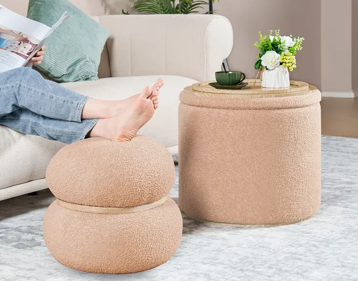 Pinplus living room ottoman Foot Stool Brown