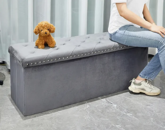 Storage Bench Foldable Tufted 2