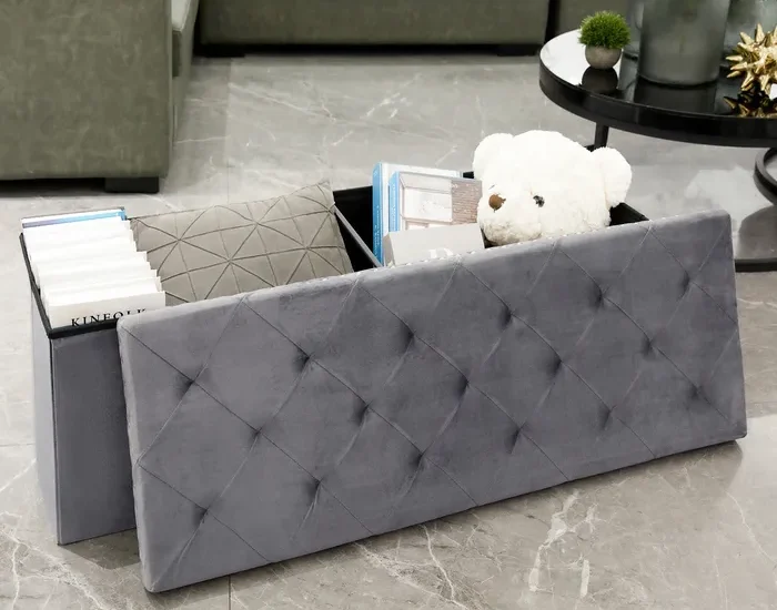 Storage Bench Foldable Tufted 3