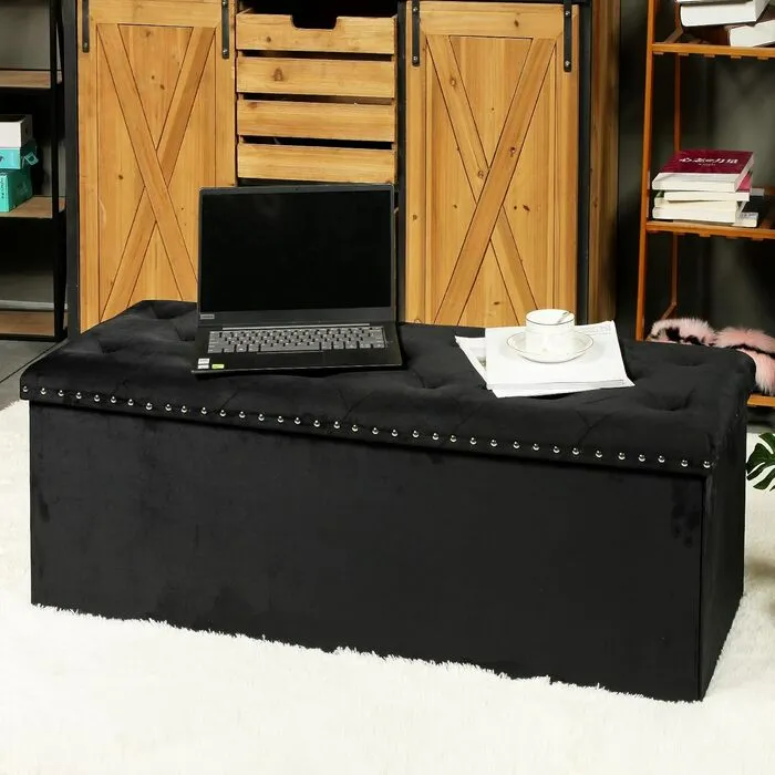 large ottoman bench black 5